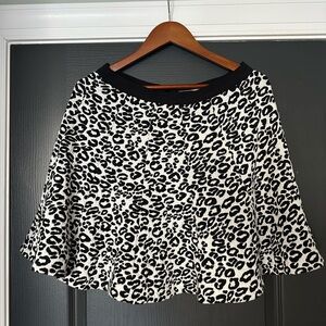 Leopard jacquard mini skater skirt | size 8